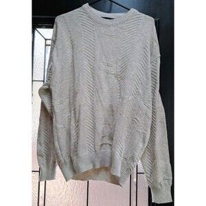 Vtg 80s 90s Carmel Textured Knit Golf Sweater Mens Large Golf Oatmeal Tan Preppy